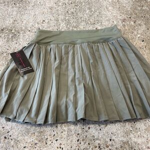 Olive Green Pleated Skirt